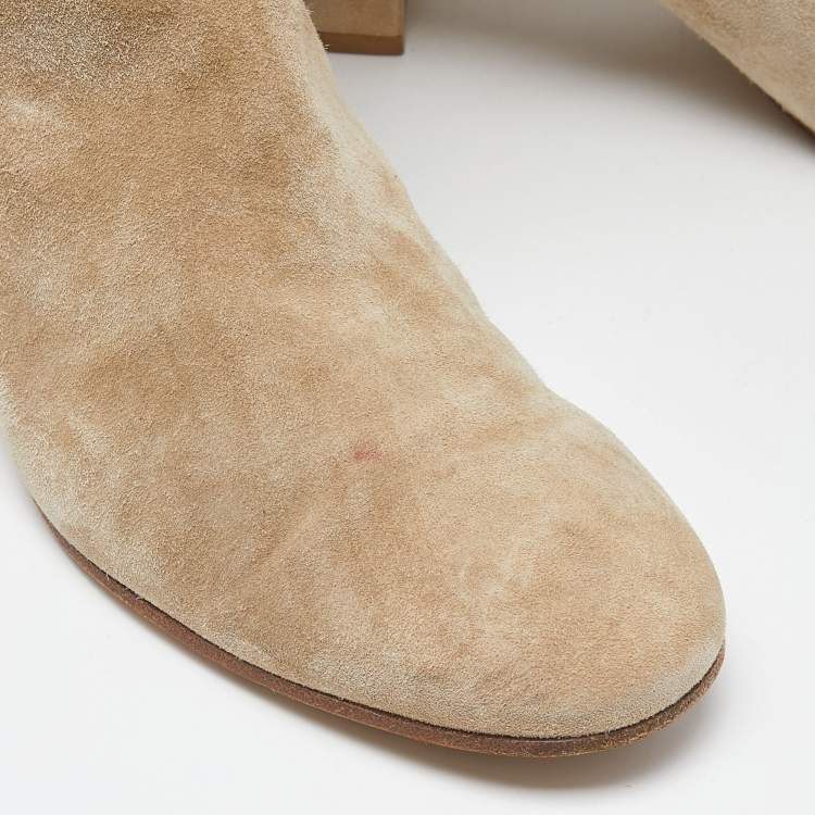 Pre Owned Gianvito Rossi Beige Suede Over the Knee Length Boots Size 40