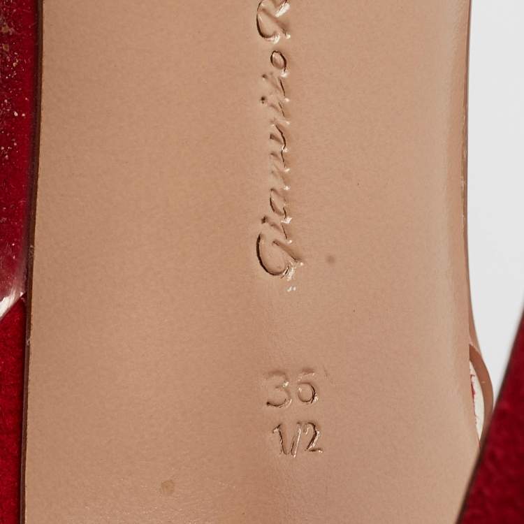 Pre Owned Gianvito Rossi Red Suede and PVC Anise Pumps Size 36.5