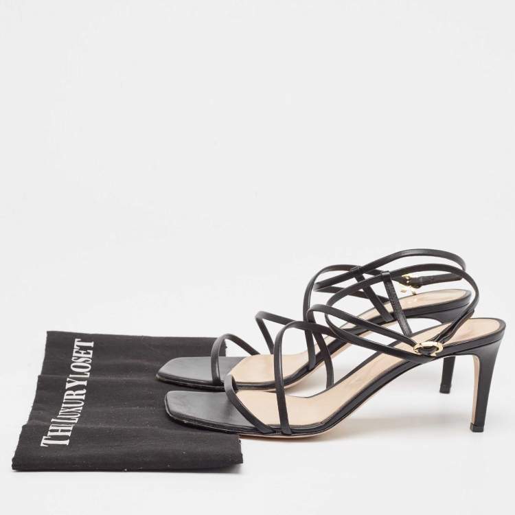Pre Owned Gianvito Rossi Black Leather Strappy Sandals Size 39
