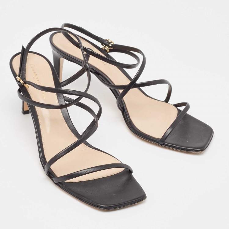 Pre Owned Gianvito Rossi Black Leather Strappy Sandals Size 39
