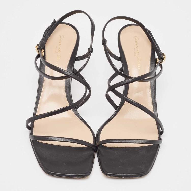 Pre Owned Gianvito Rossi Black Leather Strappy Sandals Size 39