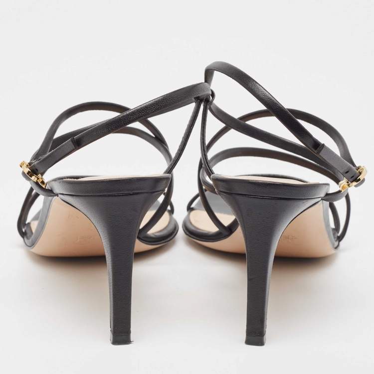 Pre Owned Gianvito Rossi Black Leather Strappy Sandals Size 39