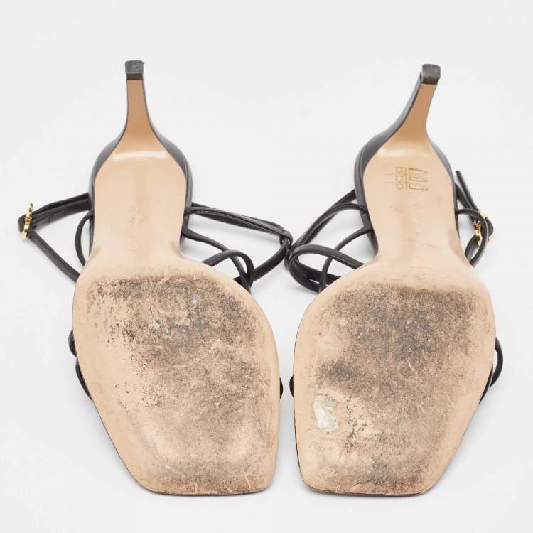 Pre Owned Gianvito Rossi Black Leather Strappy Sandals Size 39