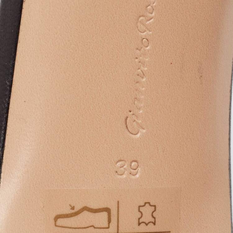 Pre Owned Gianvito Rossi Black Leather Bijoux Slides Size 39