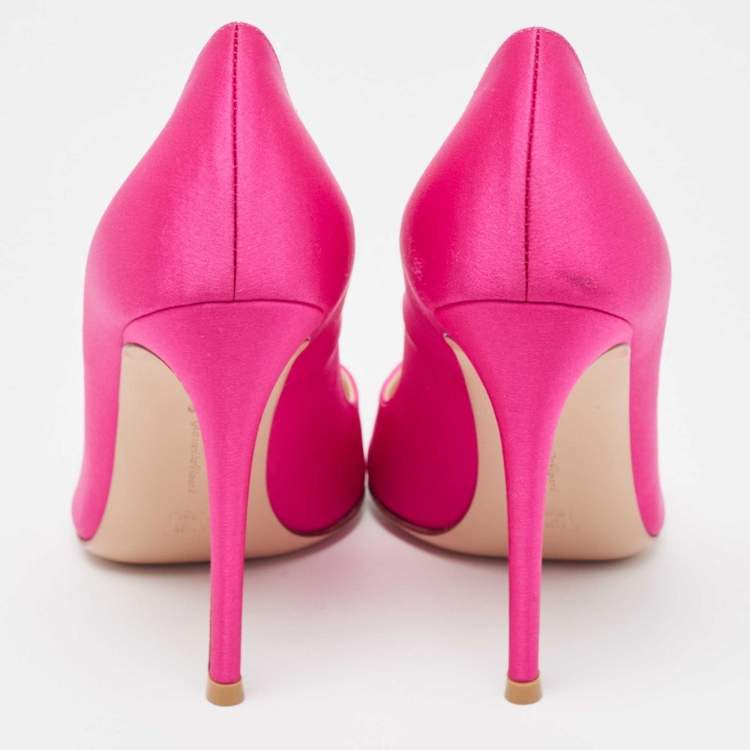 Pre Owned Gianvito Rossi Pink Satin Gianvito Pumps Size 39