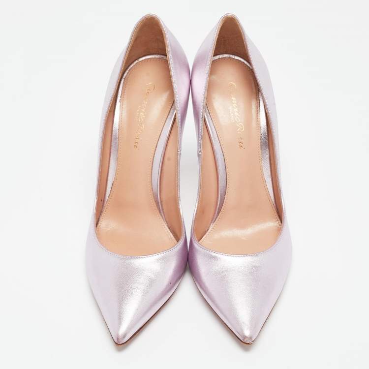Pre Owned Gianvito Rossi Metallic Purple Leather Gianvito Pumps Size 39
