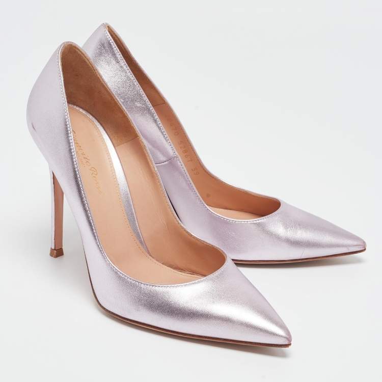 Pre Owned Gianvito Rossi Metallic Purple Leather Gianvito Pumps Size 39