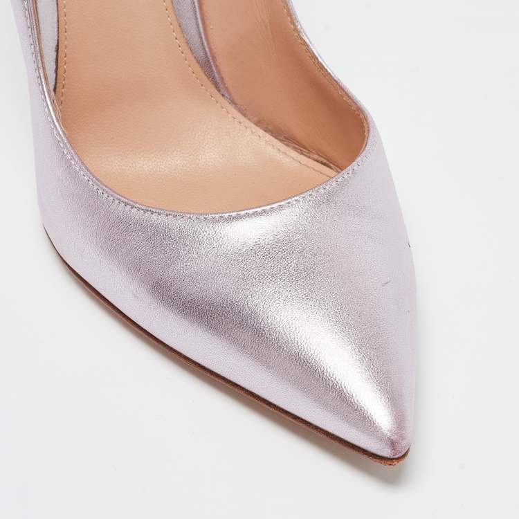Pre Owned Gianvito Rossi Metallic Purple Leather Gianvito Pumps Size 39