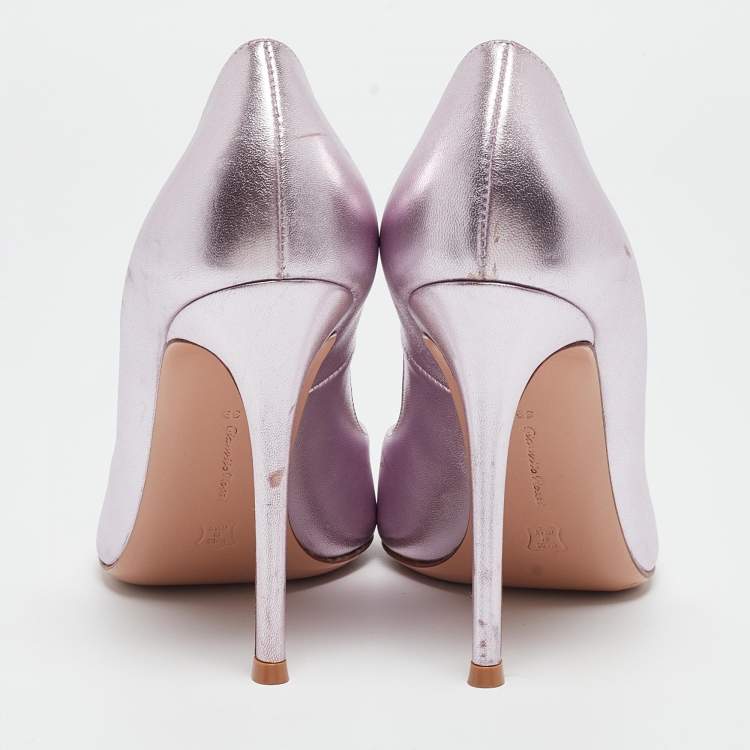 Pre Owned Gianvito Rossi Metallic Purple Leather Gianvito Pumps Size 39