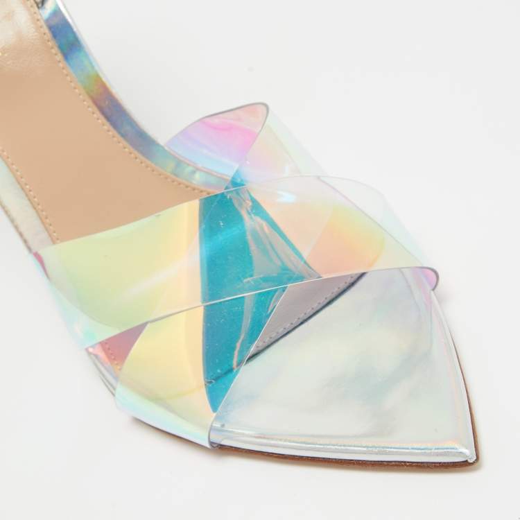 Pre Owned Gianvito Rossi Transperent PVC Plexi Stark Slides Size 39