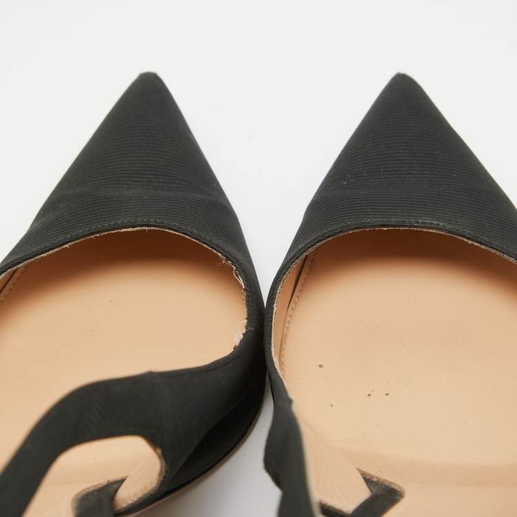 Pre Owned Gianvito Rossi Black Canvas Slingback Pumps Size 40 