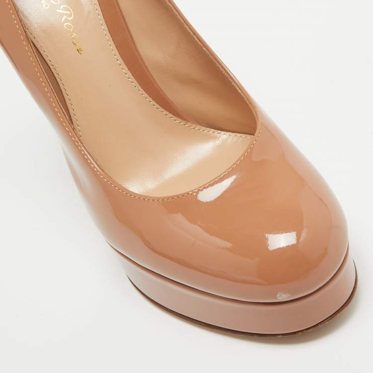 Pre Owned Gianvito Rossi Beige Patent Leather Penelope Pumps Size 36