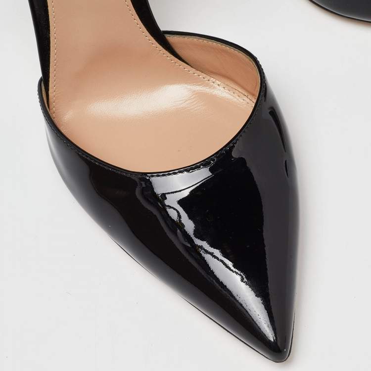 Pre Owned Gianvito Rossi Black Mesh and Patent Leather Beatrice Pointed Toe Pumps Size 40