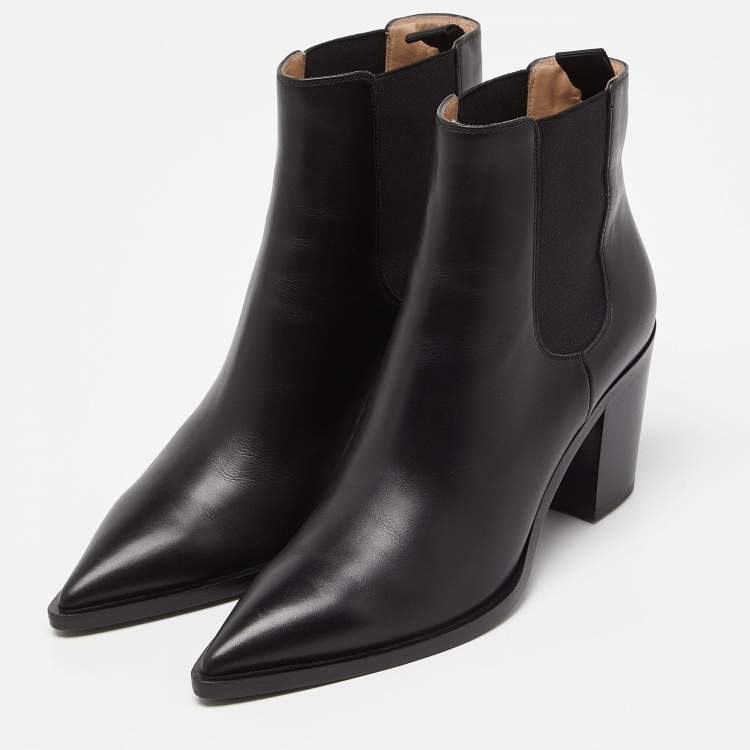 Pre Owned Gianvito Rossi Black Leather Ankle Boots Size 41