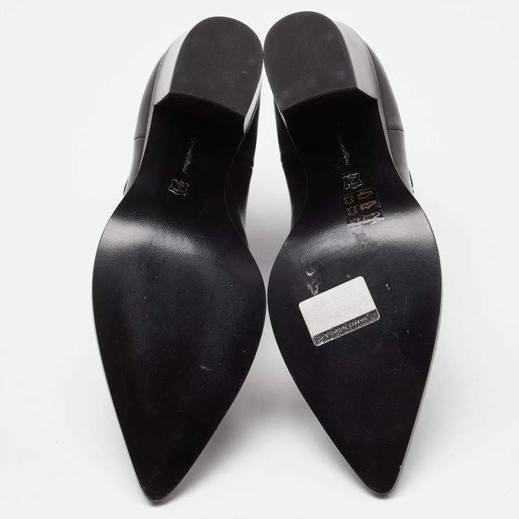 Pre Owned Gianvito Rossi Black Leather Ankle Boots Size 41