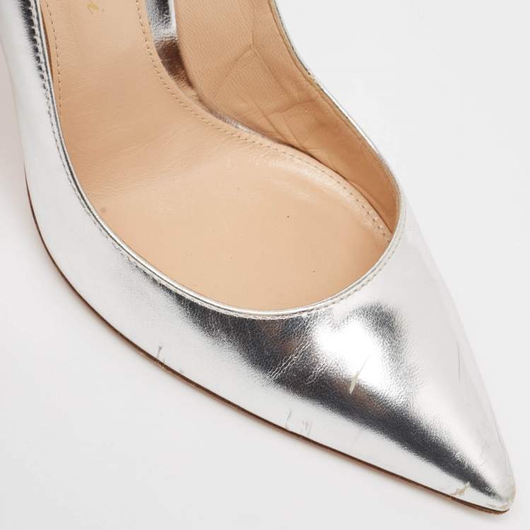 Pre Owned Gianvito Rossi Silver Leather Gianvito Pumps Size 37