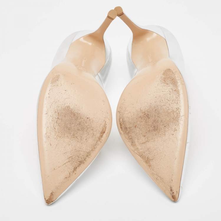 Pre Owned Gianvito Rossi Silver Leather Gianvito Pumps Size 37