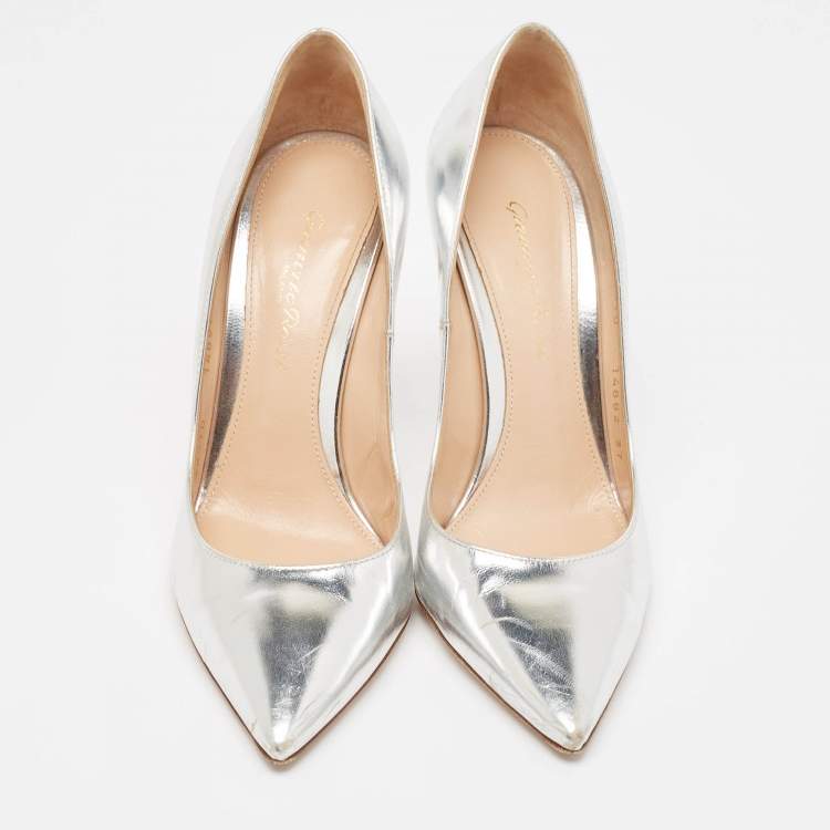 Pre Owned Gianvito Rossi Silver Leather Gianvito Pumps Size 37