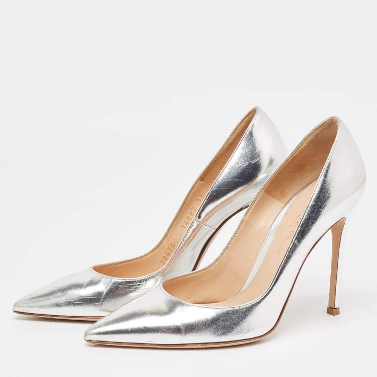 Pre Owned Gianvito Rossi Silver Leather Gianvito Pumps Size 37