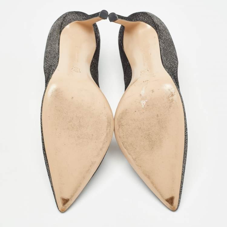 Pre Owned Gianvito Rossi Metallic Grey Glitter Suede Gianvito Pumps Size 38.5