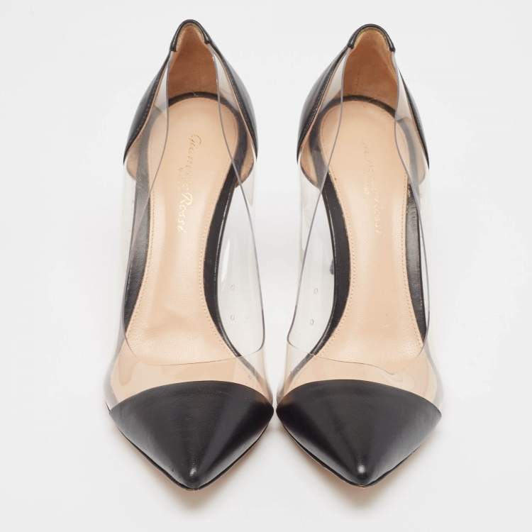 مملوكة مسبقًا Gianvito Rossi Black Leather and PVC Plexi Pumps Size 39