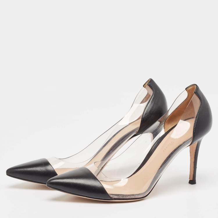 مملوكة مسبقًا Gianvito Rossi Black Leather and PVC Plexi Pumps Size 39