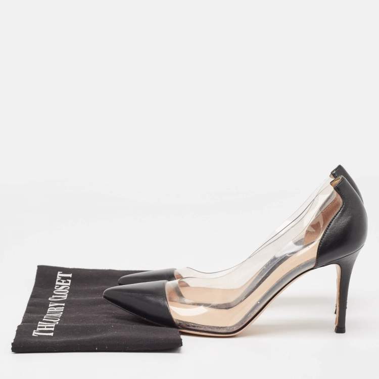 مملوكة مسبقًا Gianvito Rossi Black Leather and PVC Plexi Pumps Size 39