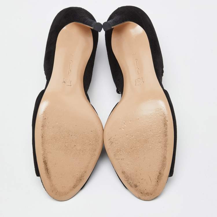 Pre Owned Gianvito Rossi Black Suede Ankle Tie Sandals Size 40