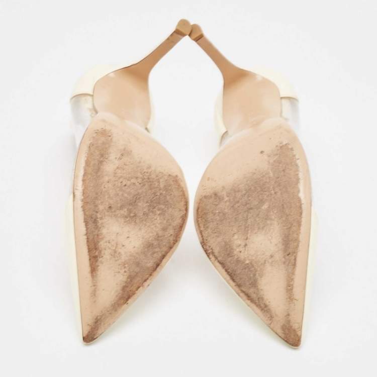 Pre Owned Gianvito Rossi Cream Patent Leather and PVC Plexi Pumps Size 36