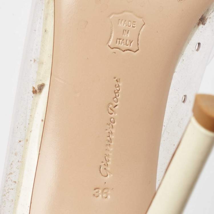 Pre Owned Gianvito Rossi Cream Patent Leather and PVC Plexi Pumps Size 36