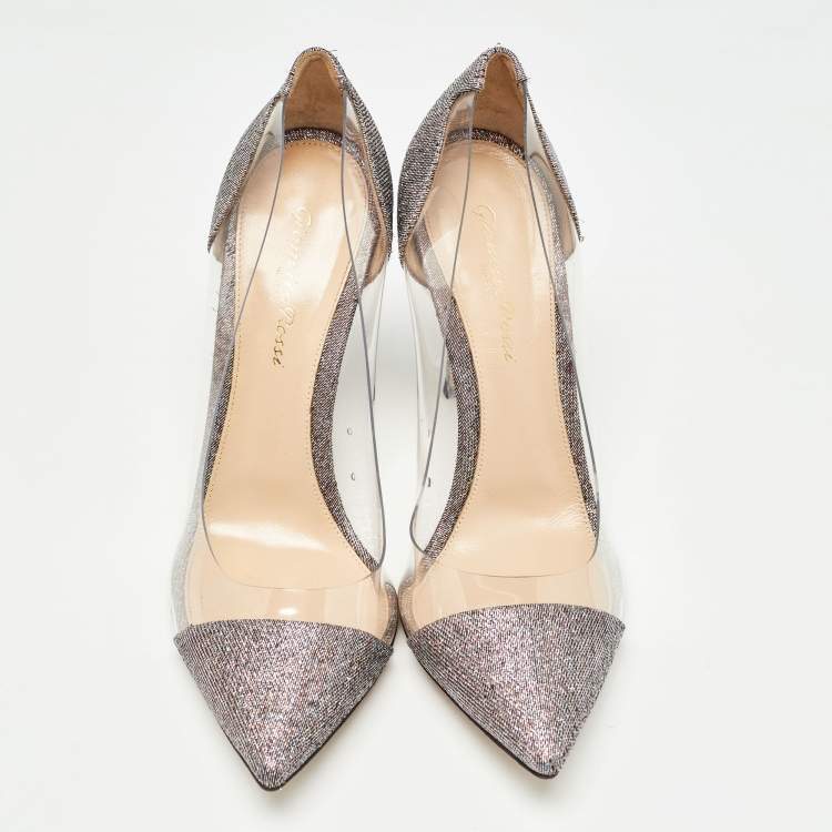 Pre Owned Gianvito Rossi Metallic Leather and PVC Plexi  Pumps Size 38.5