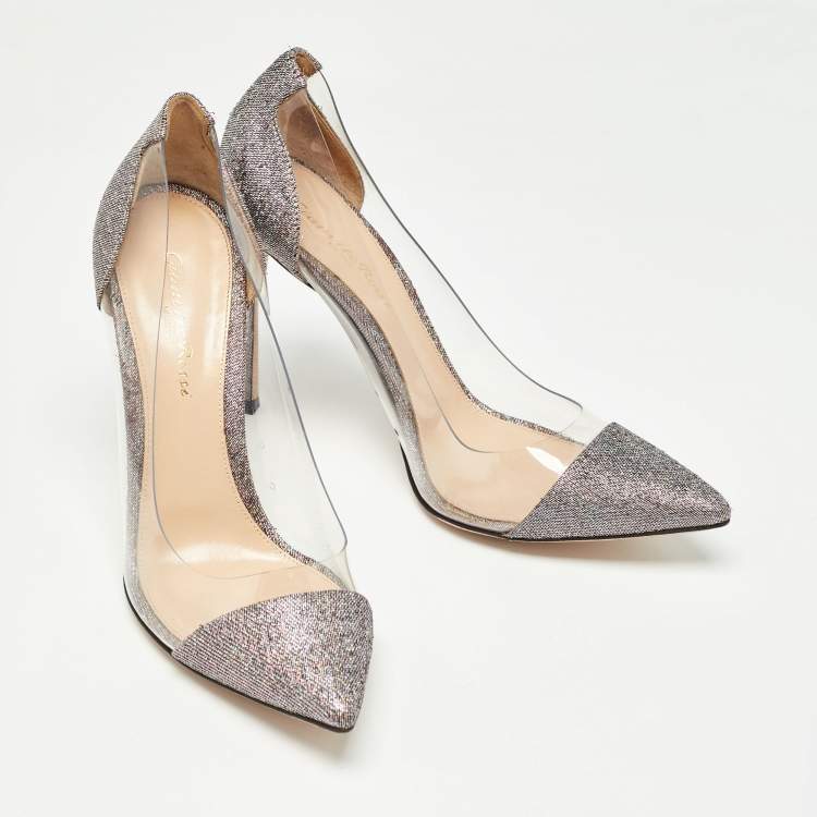 Pre Owned Gianvito Rossi Metallic Leather and PVC Plexi  Pumps Size 38.5
