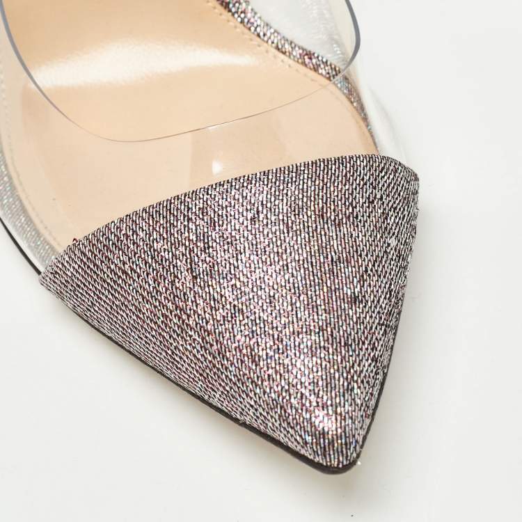 Pre Owned Gianvito Rossi Metallic Leather and PVC Plexi  Pumps Size 38.5