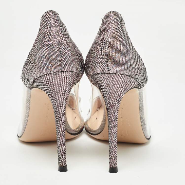 Pre Owned Gianvito Rossi Metallic Leather and PVC Plexi  Pumps Size 38.5