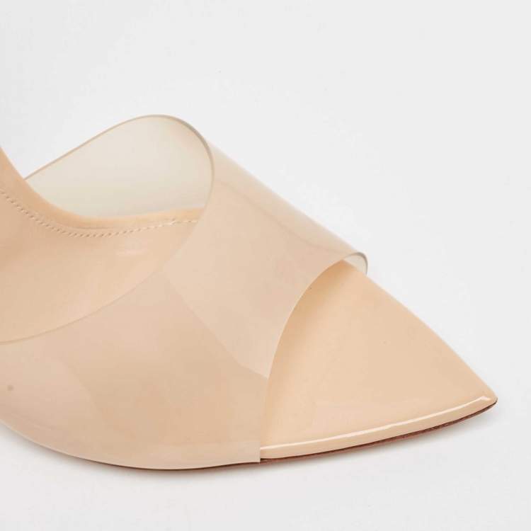Pre Owned Gianvito Rossi Beige PVC and Patent Leather Bree Open Toe Pumps Size 39
