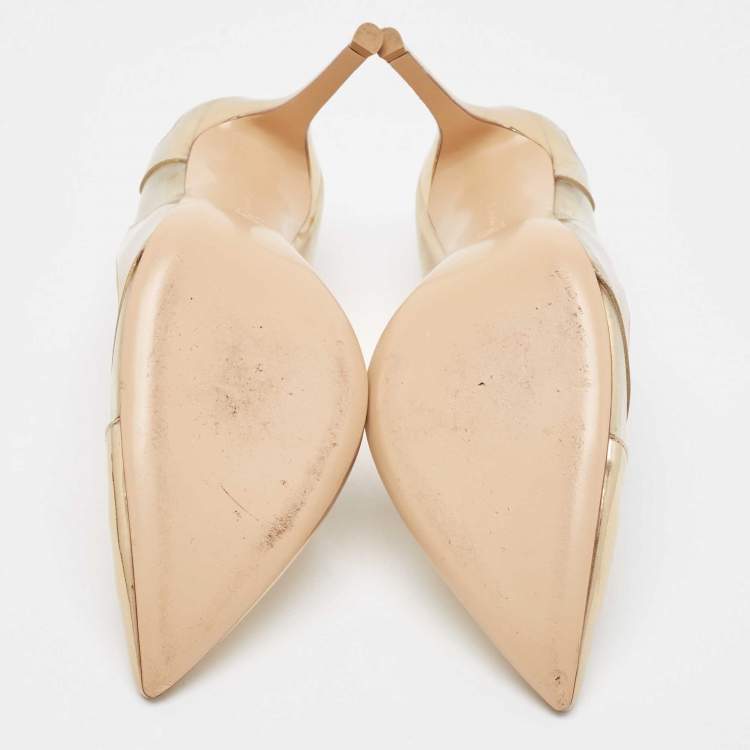 Pre Owned Gianvito Rossi Metallic Gold PVC and Leather Pointed Toe Pumps Size 41