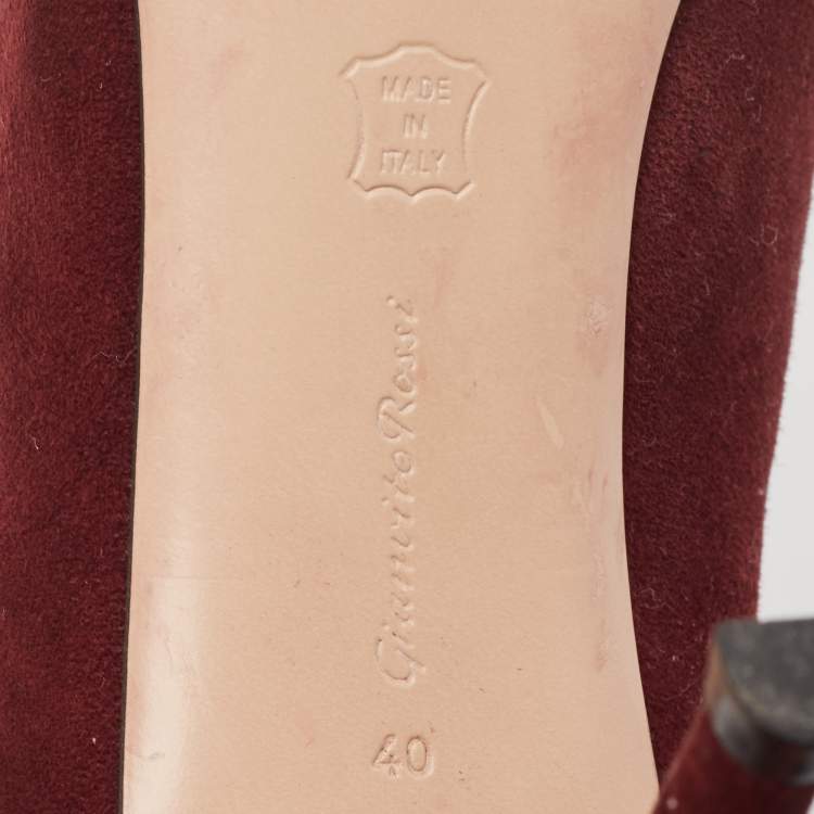 Pre Owned Gianvito Rossi Burgundy Suede Gianvito 105 Pumps Size 40