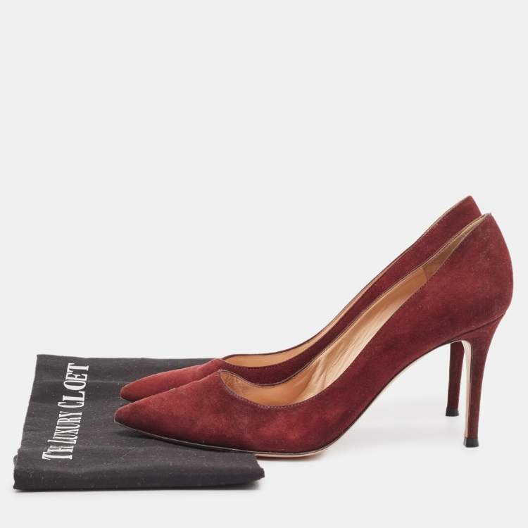 Pre Owned Gianvito Rossi Burgundy Suede Gianvito 105 Pumps Size 40