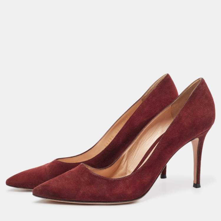 Pre Owned Gianvito Rossi Burgundy Suede Gianvito 105 Pumps Size 40