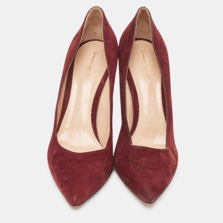 Pre Owned Gianvito Rossi Burgundy Suede Gianvito 105 Pumps Size 40