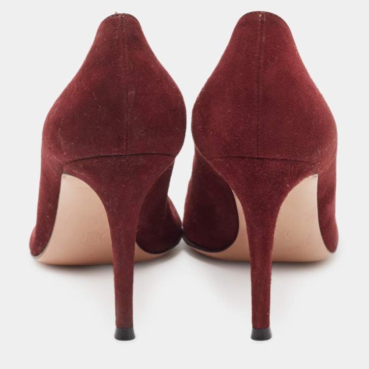 Pre Owned Gianvito Rossi Burgundy Suede Gianvito 105 Pumps Size 40