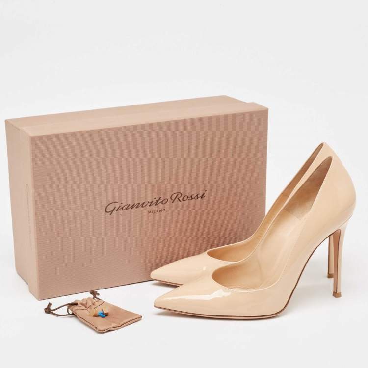 Pre Owned Gianvito Rossi Beige Patent Leather Gianvito Pumps Size 40