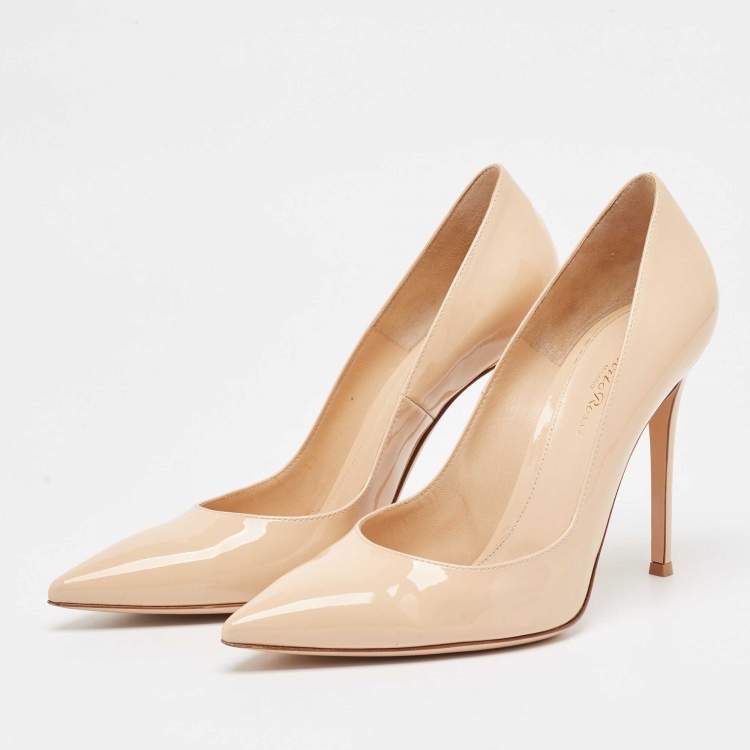 Pre Owned Gianvito Rossi Beige Patent Leather Gianvito Pumps Size 40