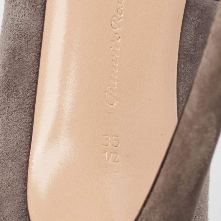 Pre Owned Gianvito Rossi Grey Suede Vamp Booties Size 35.5