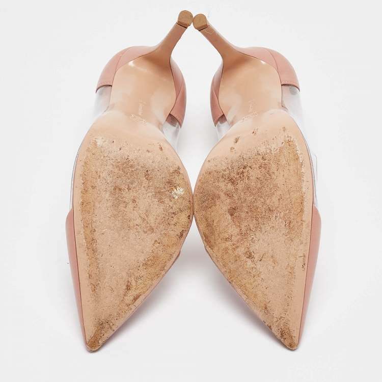 Pre Owned Gianvito Rossi Pink Leather and PVC Plexi Pumps Size 38