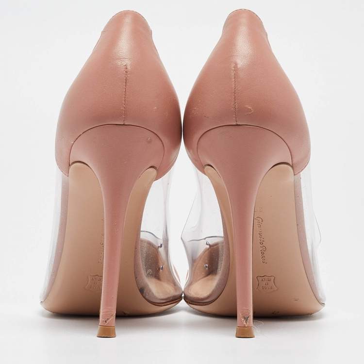 Pre Owned Gianvito Rossi Pink Leather and PVC Plexi Pumps Size 38