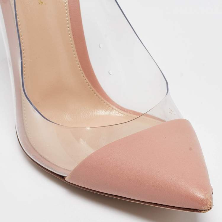Pre Owned Gianvito Rossi Pink Leather and PVC Plexi Pumps Size 38