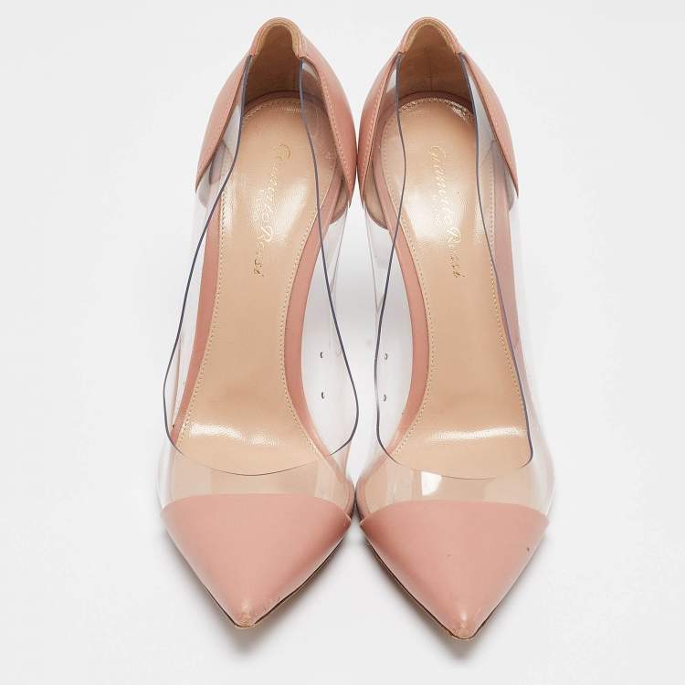 Pre Owned Gianvito Rossi Pink Leather and PVC Plexi Pumps Size 38