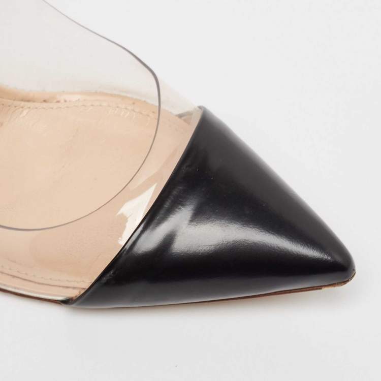Pre Owned Gianvito Rossi Black/Beige Leather and PVC Plexi Pumps Size 36