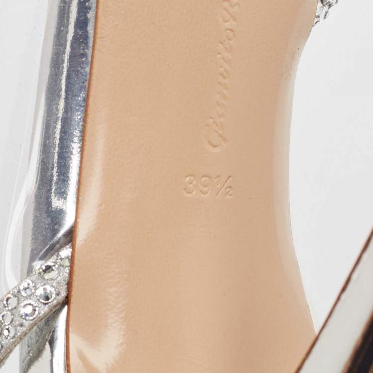 Pre Owned Gianvito Rossi Silver Leather and PVC Plexi D'orsay Pumps Size 39.5
